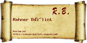 Rehner Bálint névjegykártya